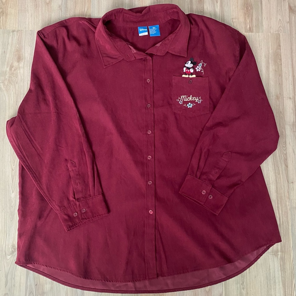 VINTAGE Disney Mickey Mouse Button Down Shirt Women’s Plus Size 3X Red